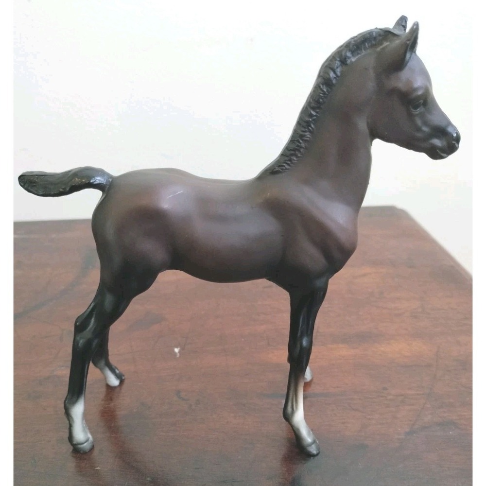 Vintage Breyer Horse Figurine Dark Brown Foal Colt Model Animal Collectible
